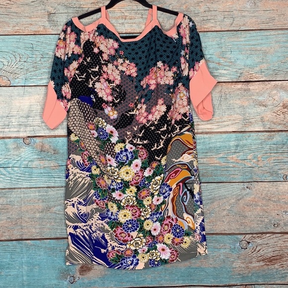 Anthropologie Maeve Kai Kimono Tunic Dress X Small Floral - Picture 7 of 8